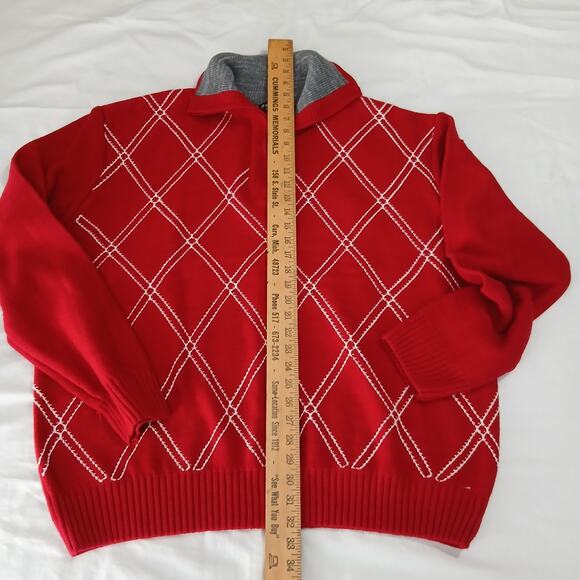 Pronti Collection by PHITA Men's 4XL Red Argyle 1/4-Zip Neck Big & Tall - Picture 10 of 15